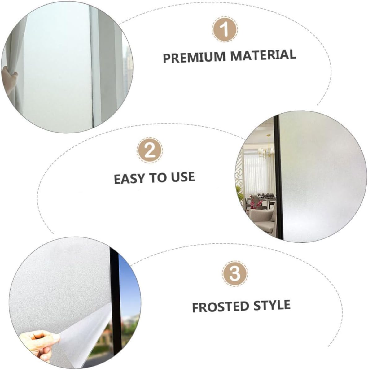 ABOOFAN 1roll Frosted Peeping Window Film Glue Bathroom Glass Sticker Easy to Install Privacy Translucent Decorative Film for