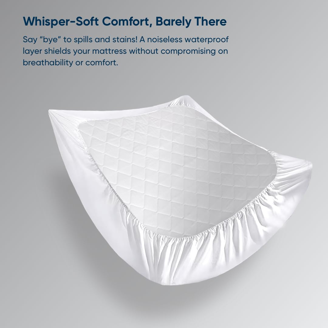 Vesta Bamboo Cooling Mattress Pad, Added Cushioning, Washable Fitted Mattress Protector, Enhanced Breathability, Noiseless Design (Queen, Alaskan Snow)