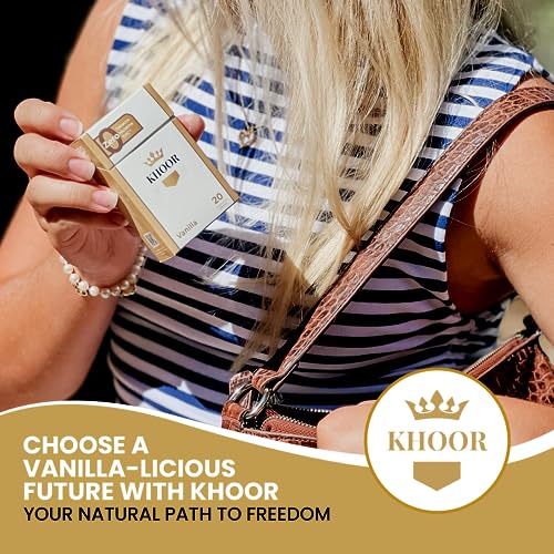 khoor herbal cigarettes - 2 vanilla packs non-addictive tobacco-free amp nicotine-free traditional cigarette substitute premium vanilla flavor - 2 packs 40 sticks