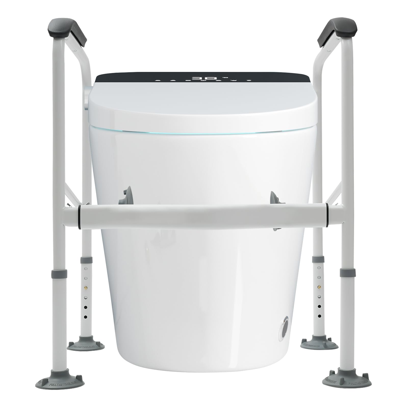 Stand Alone Toilet Safety Rail Folding Handrails with Handles - Toilet Bars for Elderly and Disabled