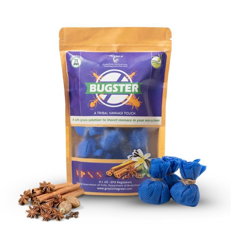 - Grey to the Green – Bugster | Organic Pest Control Pouches for Kitchen & Food Storage – Natural Herbal Insect Repellent for Ants and Other Pest | Non-Toxic & Eco-Friendly | Pouch (Pack of 10)