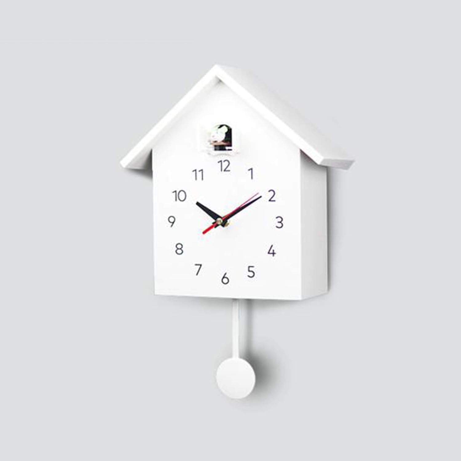 Decorative Wall Clock, Cuckoo Clock Out The Window, Samll Bird Hourly Clock Art Home Living Room Kitchen Office Decor Decoration-White
