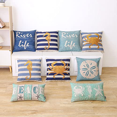 Trendin Beachy Accent Pillow Covers 18X18 Inch Nautical Decoration For The Home Beach Decorative Pillow Cover For Couch Sofa Square Pl948Tr #TOP2