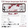 PBT Keycaps Japanese Anime Theme 131 Keys, Cherry Profile Dye-Sub Side Print Shine Through, White Keycap Set for 60% 75% TKL 100% ANSI Mechanical Keyboard - Image 2