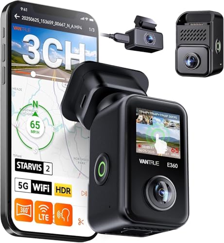 Dashcam 3 canaux VANTRUE E360 Plus 5.2K panoramique avec mode parking 24h
