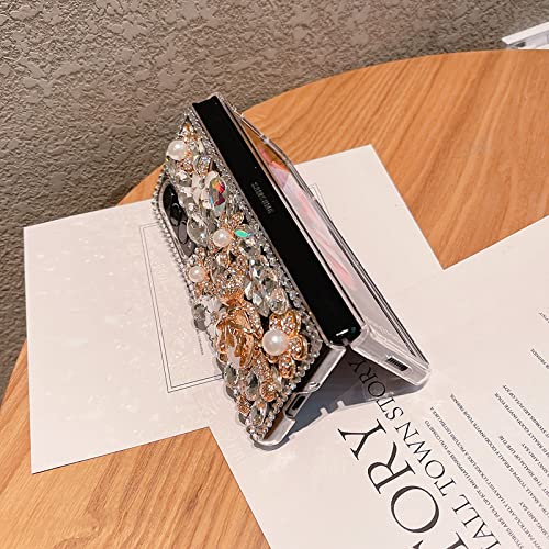 Coque strass Samsung Z Fold 3 antichoc fleur diamant