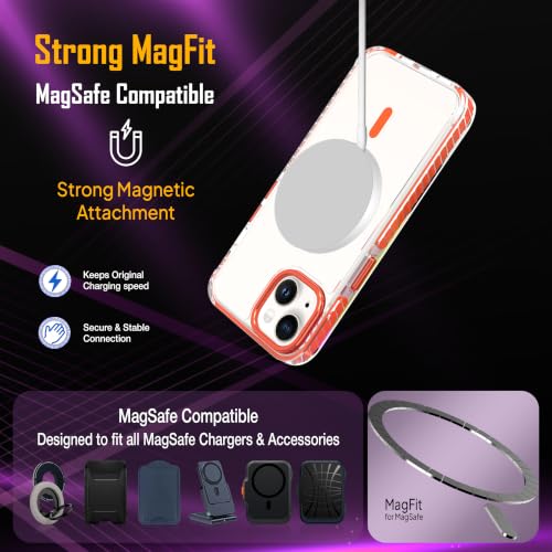 Image of Zapcase Crystal Clear Back case for iPhone 13 | Hard PC Back | TPU Bumper with Inner Rubber Grip | Metal Camera Guard Bezel | Metal Buttons | Scratch Resistant Cover | 2 Layer Edge Protection | Orange