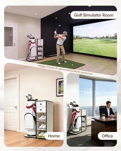 Image of Mythinglogic Furniture-Style Golf Bag Organizer with Drawers and Shelves