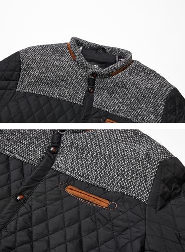 HOOD CREW Men’s Quilted Down Jacket Autumn Winter Coat Lightweight Business Causal Shirt Jacket3