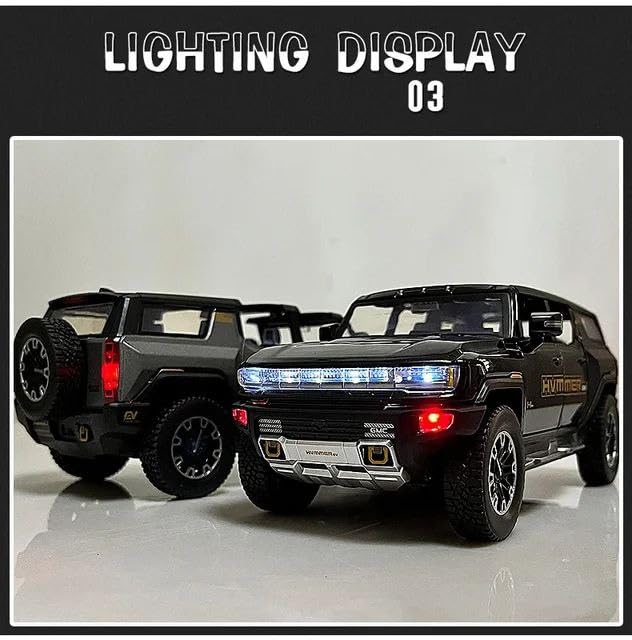 Image of Hummer EV Off-Road 1:24 Model Car with Box, Zinc Alloy Pull Back Toy car with Sound and Light for Kids Boy Girl Gift [Colors as Per Stock] (Hummer EV 1:24)
