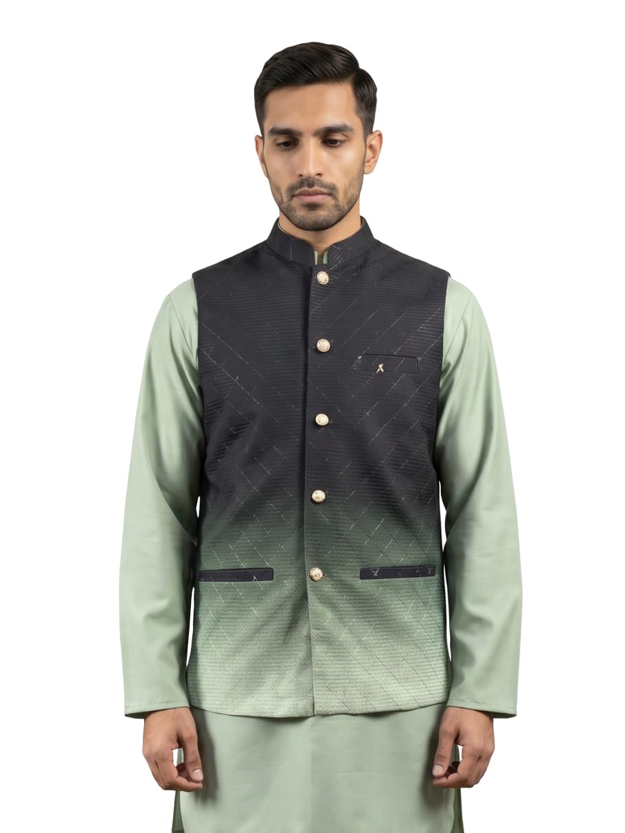 jompers Ombre Textured Cotton Blend Nehru Jacket-picture-24