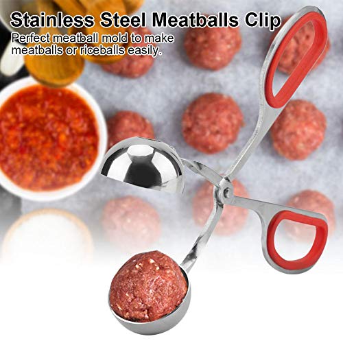 𝐂𝐡𝐫𝐢𝐬𝐭𝐦𝐚𝐬 𝐆𝐢𝐟𝐭 Stainless Steel Meat Ballers, Non-sticky Meatballs Rice Balls Clip Maker Mold Kitchen Tool, for Cake Pop, Ice Cream Scoop, Fruit, Cookie Dough, Melon(Red) - Thumbnail 5