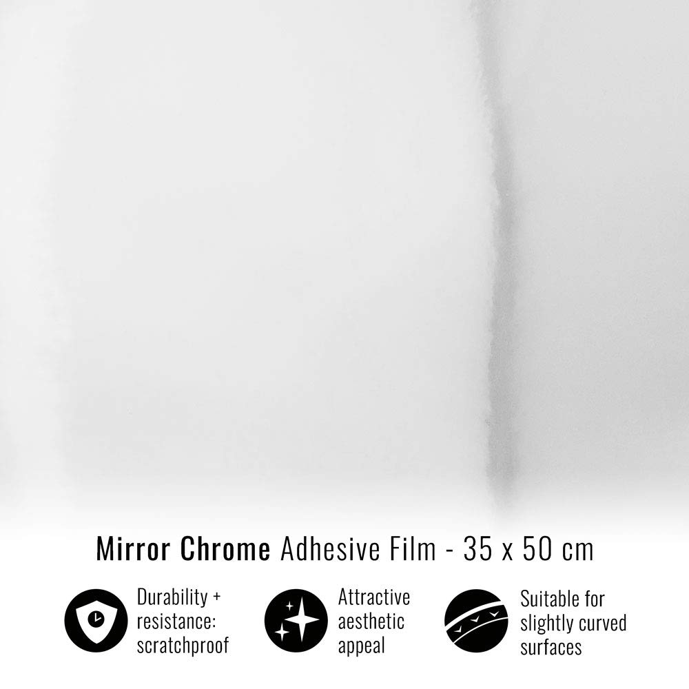 Quattroerre Adhesive Film Sheet Mirror Chrome Foil, 35 x 50 cm