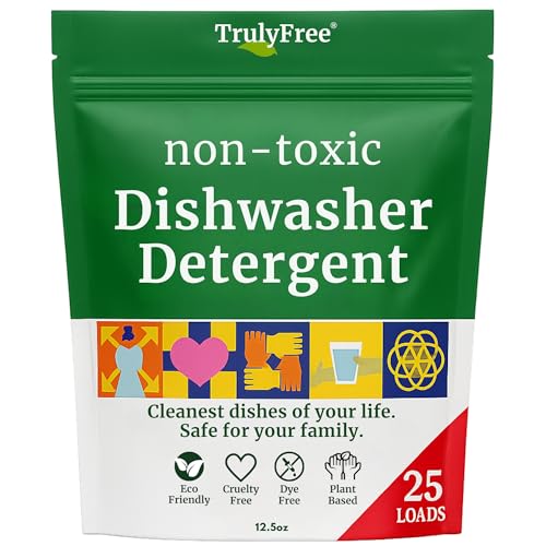 Comparison: Best Dishwashing Detergent For Hard Water 6 Truly Free Dishwasher Detergent Powder | Natural Dish Detergent, Dishwasher Soap | Plastic Free, Plant-Based, Clean, Heavy Duty Hard Water Stain & Grease Remover | Fragrance Free | 12.5 oz (Pack of 1)
