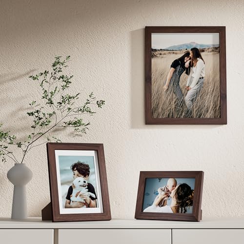 Image of Vittanly 10 Pack Picture Frames Collage Wall Decor, Gallery Frame Set for Wall Mounting or Tabletop Display, Multi Sizes Including 2pcs 8x10, 4pcs 5x7, 4pcs 4x6, Light Brown