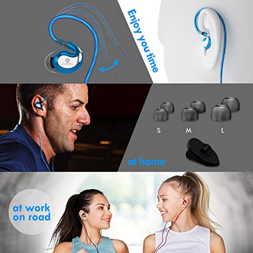 Jaamira Sports Wired Earbuds In-Ear Earphones With Microphone &Volume Control -Bass &Noise Isolation Over Ear Headphones With 3.5Mm Jack -For Android Phone Iphone Computer Gaming Workout Ipx4 Blue #TOP5
