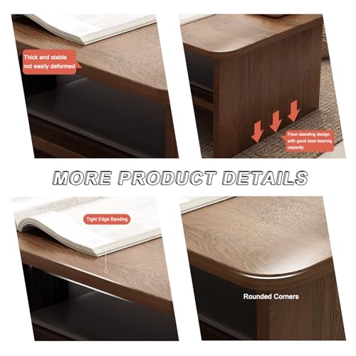 Mesa de centro japonesa de nogal de 80x40 cm con cajones para tu salón 7