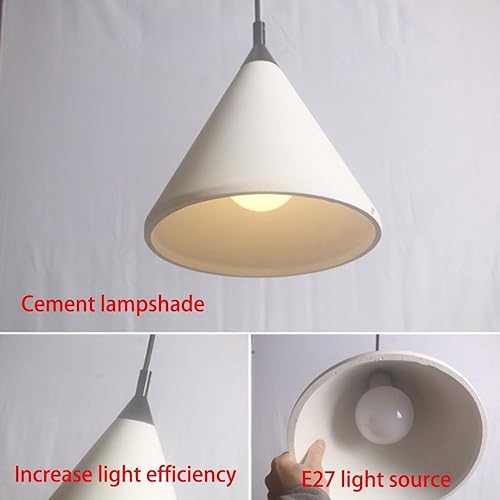 Miniatura 7 de Lámpara colgante de cemento blanco, lámpara colgante de techo de comedor retro nórdico, moderno, simple, de una sola cabeza, para cocina, isla,