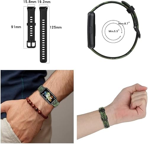 Miniatura 6 de Correa de repuesto compatible con Huawei Band 7 Smartwatch Camo Camo Silicone Watch Band Sport Band