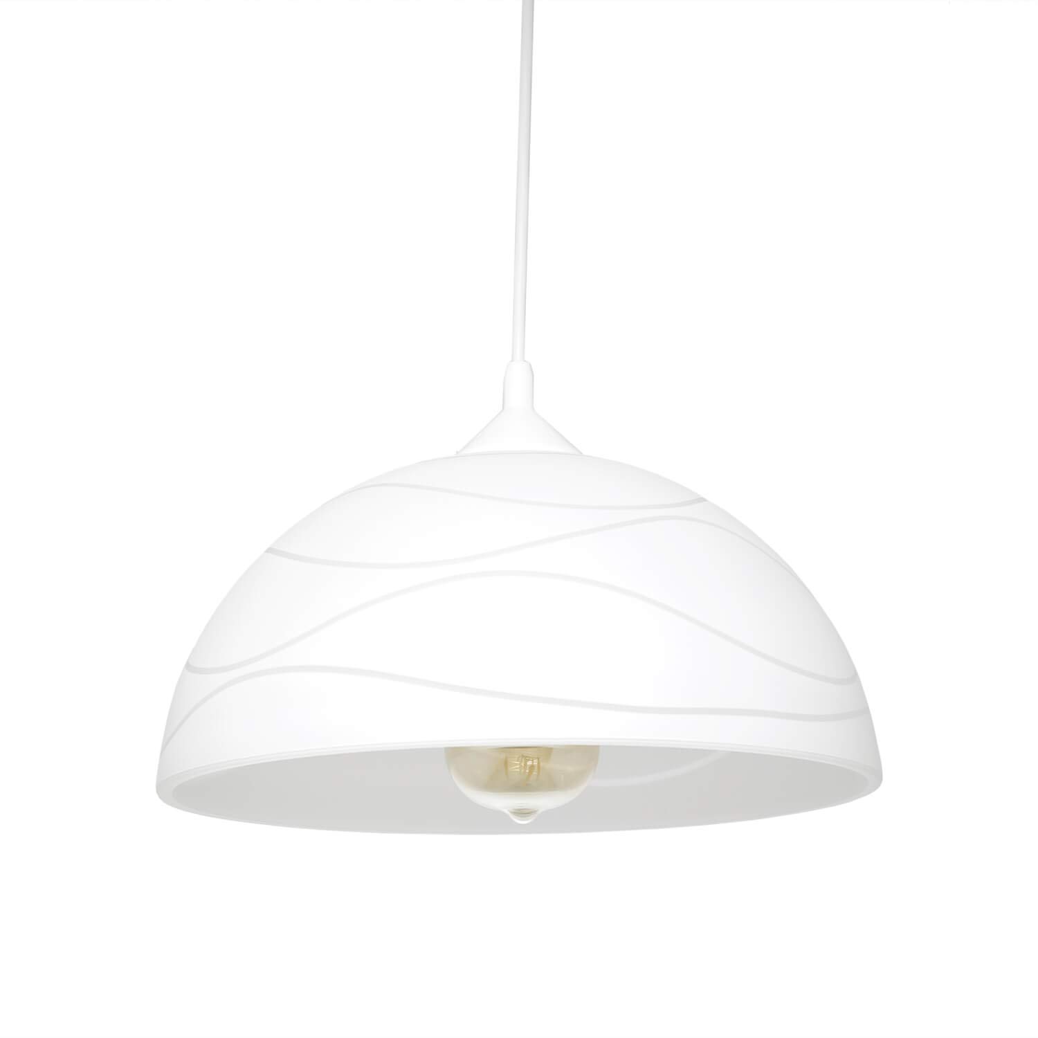 Lampa wisząca szklana ADANIA biała okrągła Ø 30 cm Vintage Design lampa wisząca kuchnia wyspa kuchenna