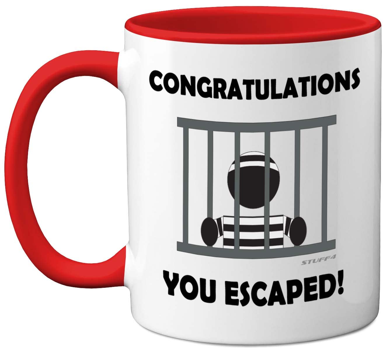 Stuff4 Leaving Gifts for Men or Women - Congratulations You Escaped Retirement Mug - Leaving Presents for Colleagues, Funny Gifts Men Women, New Job 11oz Ceramic Premium Red Mugs