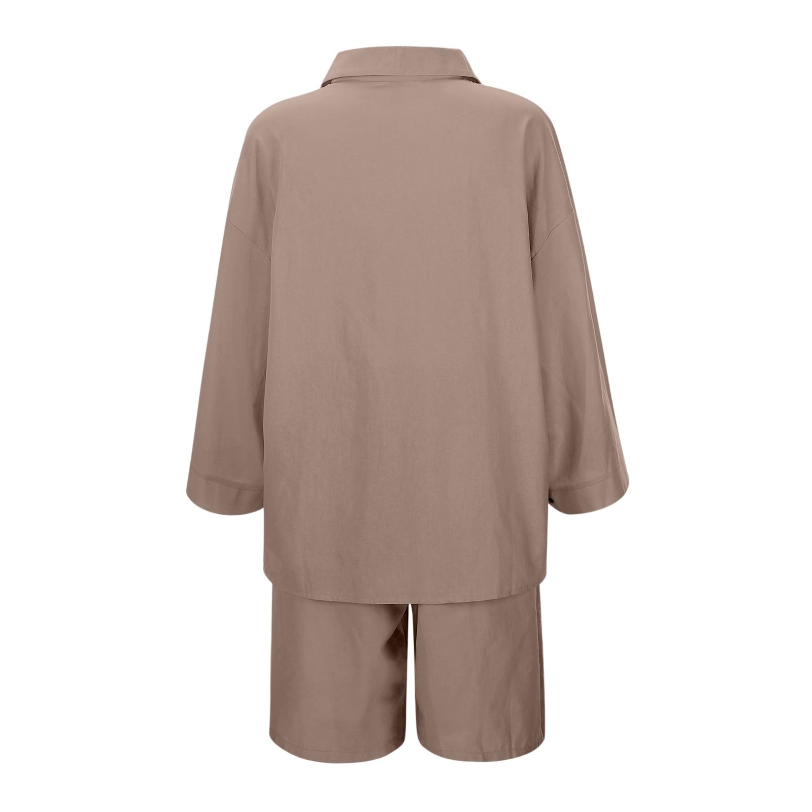 Musselin Set Damen Baumwolle Shorts Mit Taschen Und Hemd Kurzarm Loungewear Leinen Business Casual Anzug Leicht Sport Festival Outfit Zweiteiler Sommer 2 Teiler Top Hose Für