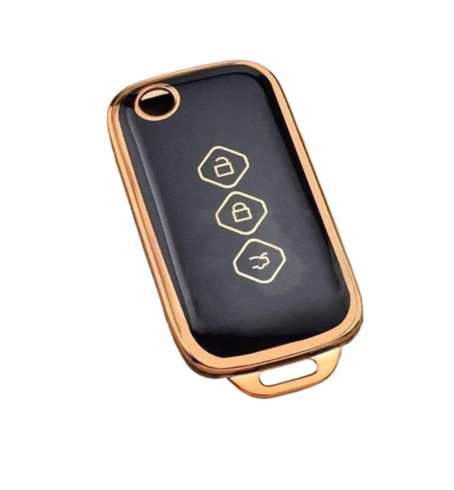Flip Car Key Case Cover Shell For Chevrolet For Aveo For Trax For Groove For Captiva 2024 3 Button Key Keychain Accessories(Gold Line Black)