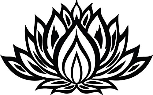Decaltor Glossy Black Lotus Flower #3 - Laptop Stickers - 5" Vinyl Decal -Funny Laptop, Phone, Tablet Vinyl Decal Sticker,Bumper Sticker