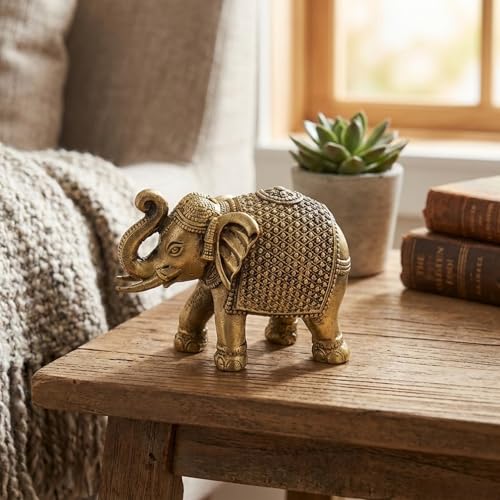 Image of eCraftIndia Brass Elephant Statue Decorative Showpiece Gift for Diwali Housewarming Birthday