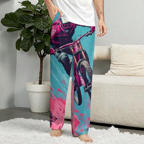 Mountain Bike Biker Racing Pajama Pants Men Lightweight Pjs Elastic Waistband Sleep Lounge Pants Fashion Loungewear2