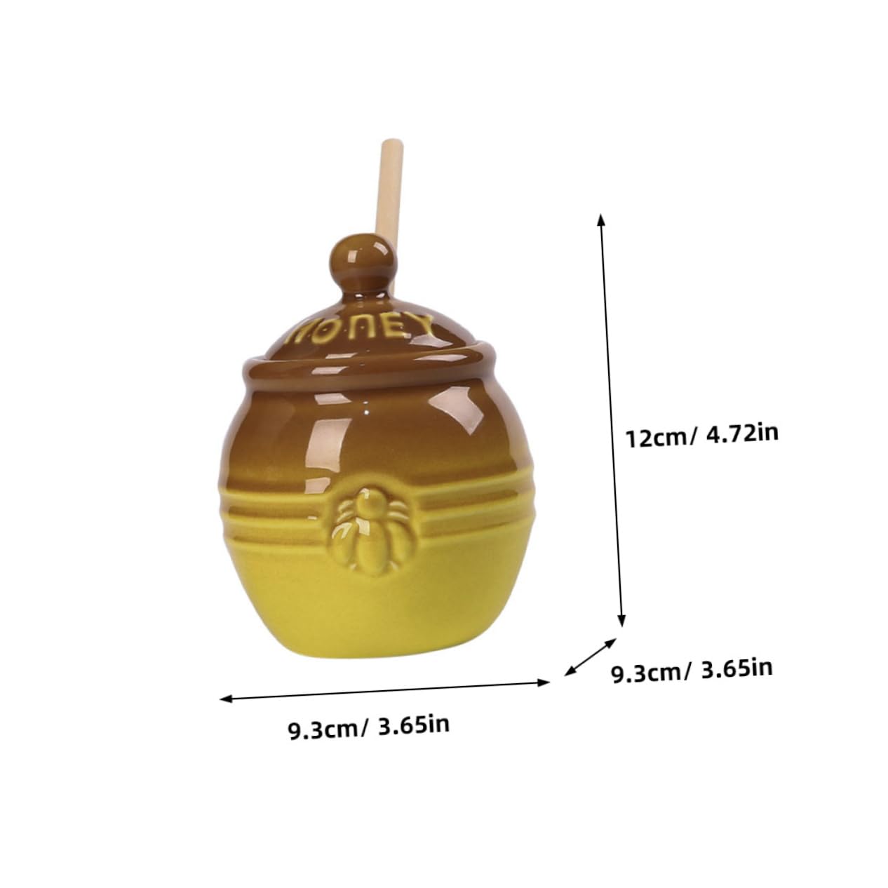 PRETYZOOM 2 Set Ceramic Honey Pot with Lid and Stirring Rod Vintage Design Honey Storage Jar Practical Kitchen Canister for Syrup