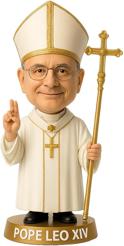 LEMONSODA Papa Leo XIV Bobblehead - Figura coleccionable de 8 pulgadas - Regalo católico, decoración religiosa, accesorio de escritorio divertido (Mitre)