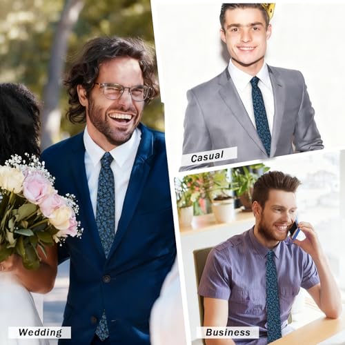 Image of Floral Ties for Men Satin Mens Tie Flower Printed Neck Tie Wedding Party Business