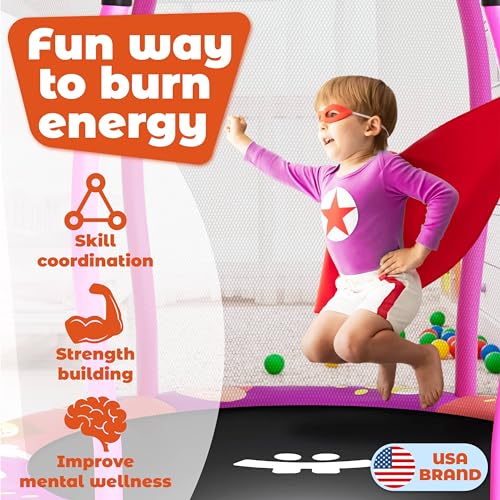 Happin Trampoline pour tout-petits de 140 cm, ensemble de jeu intérieur et extérieur de 1 à 6 ans, trampoline pour enfants, mini trampoline ultra sûr pour enfants avec filet de sécurité, cadeaux – Image 4
