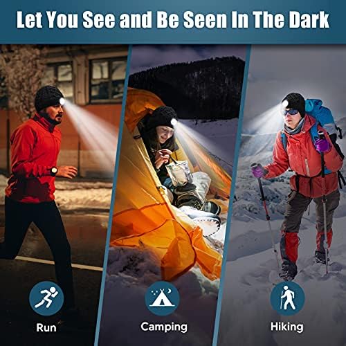 Fishing Gifts for Men Dad Him, Beanie Hat with Light Rechargeable Christmas Stocking Fillers for Men Grandad Boyfriends Husband Presents for Men Advent Calendar Xmas Gifts for Camping Cycling Running
