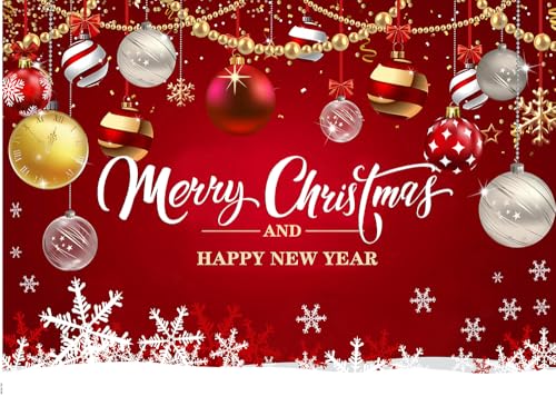 CHAIYA 7x5ft Red Xmas Eve Backdrop Banner