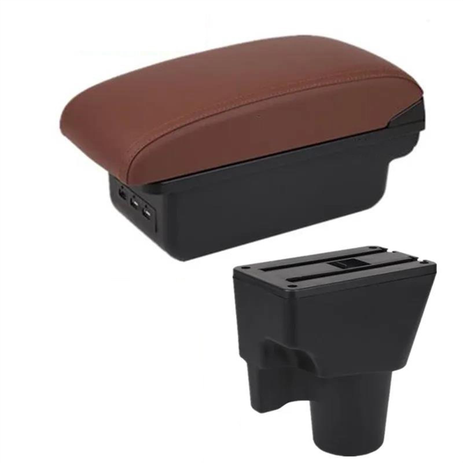 NMJLQW Storage Rack Car Armrest Box For Picanto 3X-Line Interior Retrofit Central Storage Box Car Accessories(B brown 3USB)