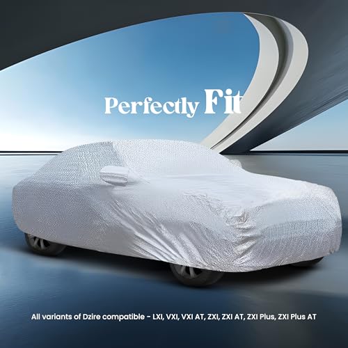 Image of Autofy Car Cover Waterproof SilverShield for Maruti Suzuki Swift Dzire [Year 2017 Onwards] - Swift Dzire Car Cover Dust & UV Protection Swift Dzire Car Body Cover with Mirror Pocket Cotton Lining