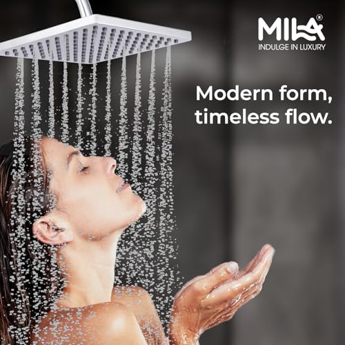 Image of Mila Gleam Rain Shower| Chrome Finish Square Overhead Shower | 250 * 250mm Ceiling Mounted | ABS Body| Single Function Rainfall Shower for Broad Coverage & Water Efficiency| (Without Arm)