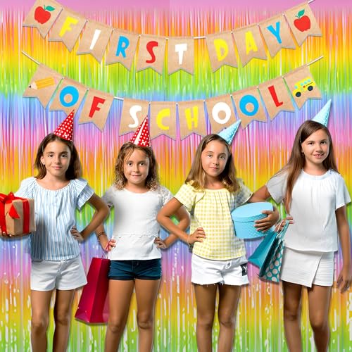 Image of Gradient Pastel Foil Fringe Curtain - GREATRIL Pastel Color Backdrop Streamers for Kids Party /Classroom /Unicorn /Princess /Christmas Party Decorations (2 Pack)