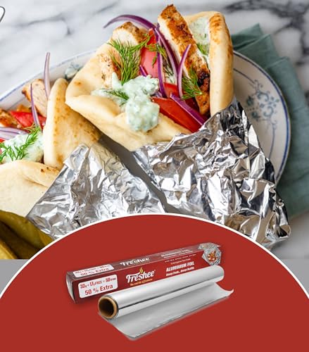 Image of Freshee 50gm Aluminium Silver Kitchen Foil Roll Paper| 11 Micron Thick| Food wrap|Disposable| Food Parcel| Hookah| Fresh Food| Food Grade
