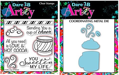 Dare 2B Artzy Cup of Cheer Clear Cling Rubber Stamp Set (17246) and Hot Cocoa Mug Die (D39) Bundle 2 Items
