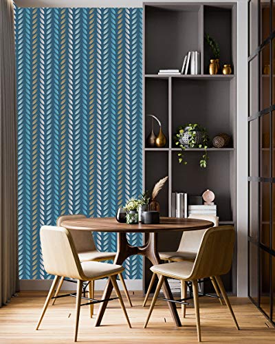 Image of DWELLSINDIA Leaf Stripes Self Adhesive Wallpaper Peel & Stick, Waterproof, Scratch Resistant, Laminated (41cm x 244cm, Multicolour)