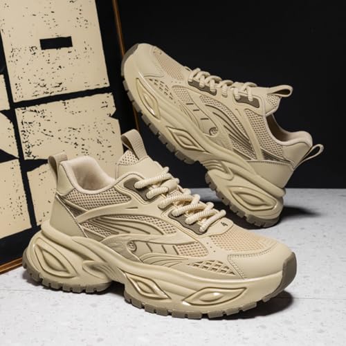 Stylish and Durable Casual Mesh Walking Shoes for Men Chunky Platform Sneakers with Breathable Lace - Up Dad Style Footwear Ideal for Work Workout and Everyday Use3