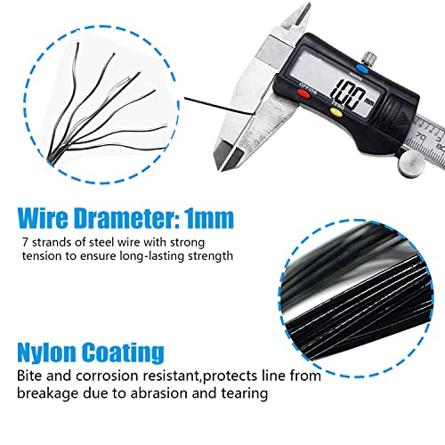 YOTO 125LB Heavy Duty Fishing Leaders,Stainless Steel Saltwater Fishing Wire,High Strength Leader with Swivel and Snap (blue-15pcs) - Thumbnail 5