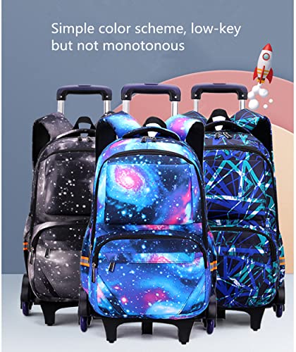 Geometric-Print Rolling Backpack On Wheels With Lunch Bag For School Boys Elementary Bookbag With 6 Wheels #TOP5