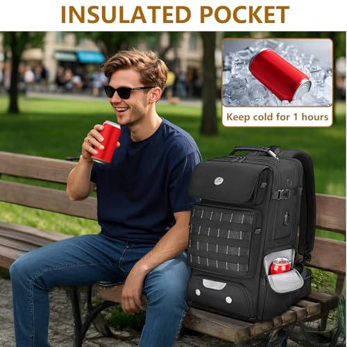 MATEIN Erweiterbar Reiserucksack 55x35x25 mit Schuhfach, 50L Groß Laptop Rucksack 17,3 Zoll mit USB Ladeanschluss Diebstahlsichere Tasche, Handgepäck Rucksack Herren mit 3 Packing Cubes, Schwarz