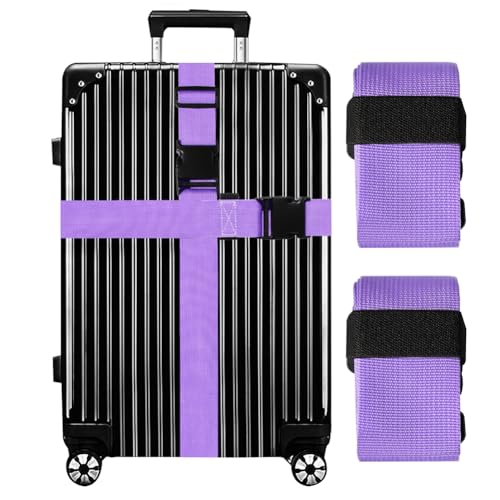 Image of Luggage Straps for Suitcases TSA Approved-2 Pack Bright Personalized Luggage Belt Strap for Suitcase /Carry On Bag Luggage Accessories for Travel (Violet)