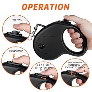 16 FT Retractable Dog Leash with Poop Bag Holder, Dog Walking Leash for Small/Medium Dog or Cat up to 50 lbs, Strong Nylon Tape, Tangle Free, One-Hand Brake 16 FT Retractable Dog Leash with Poop Bag Holder, Dog Walking Leash for Small/Medium Dog or Cat up to 50 lbs, Strong Nylon Tape, Tangle Free, One-Hand Brake