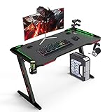 パソコンデスク ゲーミングデスク PCデスク Lovinouse (幅120×奥行60×高さ73cm) RGB LEDライト搭載 組み立て簡単 カーボン天板/カップホルダー/ヘッドフォンスタンド/ゲームコントローラ架台付き ブラック